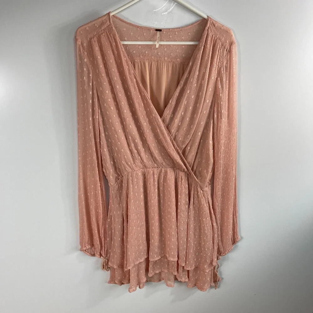 Free People Blush Daliah Swiss Dot‎ Mini Dress